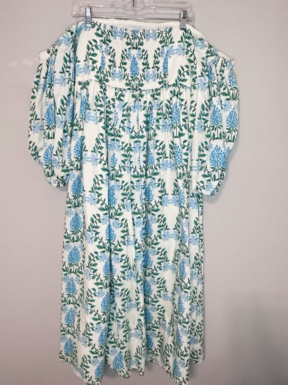 Anthropologie Let Me Be Blue and Green Hydrangea Printed Midi Dress - size M - Picture 9 of 16